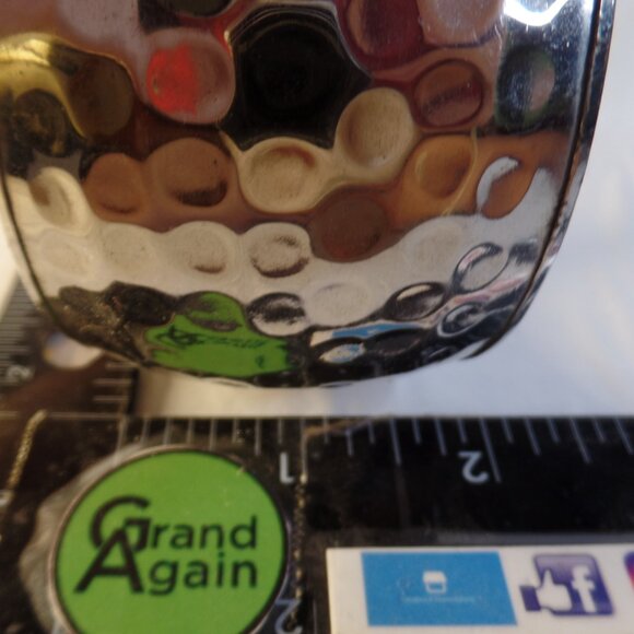 Silvertone Cuff Bracelet Apx 3" Wide Suited for a 7" Wrist or Smaller Heart Logo - Picture 6 of 7